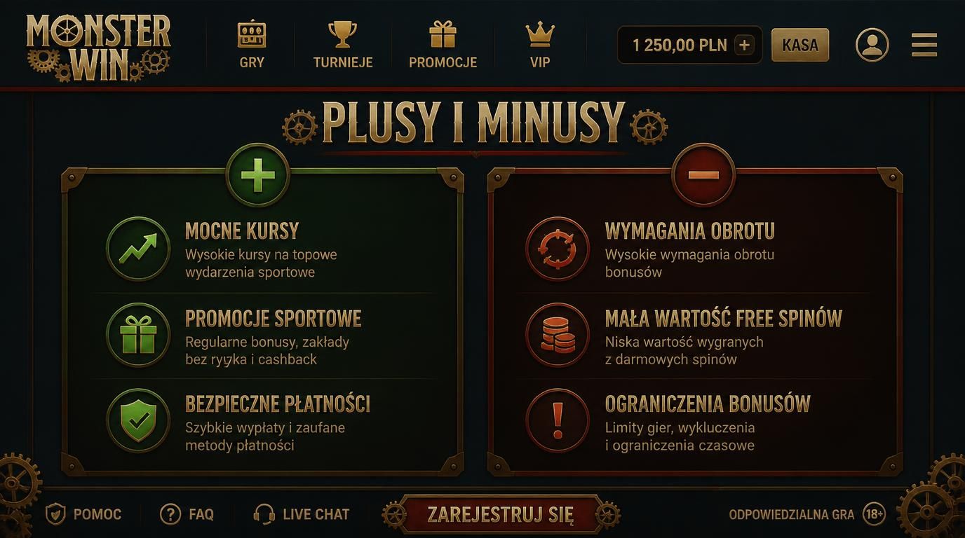 Ikony plus i minus, kursy i promocje kontra wymagania obrotu.